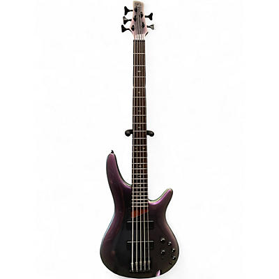 Used Ibanez SR505E Black Aurora Burst Electric Bass Guitar