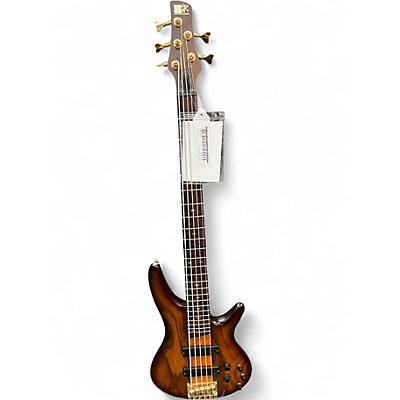 Used Ibanez SR755 5 String Brown Electric Bass Guitar