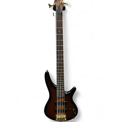 Used Ibanez SR755 5 String Brown Sunburst Electric Bass Guitar