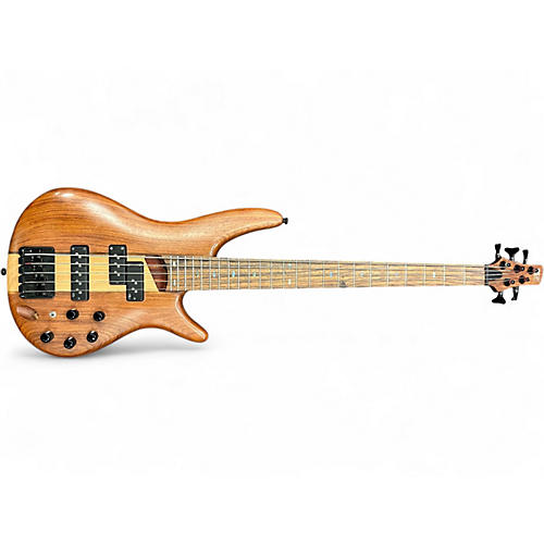 Used Ibanez SR755 5 String Natural Flat Electric Bass Guitar Natural Flat