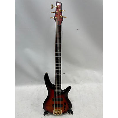 Ibanez Used Ibanez SR805 5 String Burl Cherry Burst Electric Bass Guitar