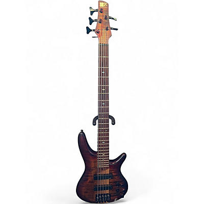 Used Ibanez SR875 W/AGUILAR PICKUPS/DROP TUNER BROWN TOPAZ BURST FLAT Electric Bass Guitar