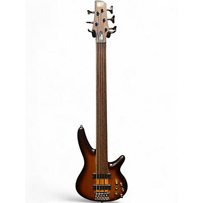 Used Ibanez SRF705 Bass Workshop Brown Burst Flat Electric Bass Guitar