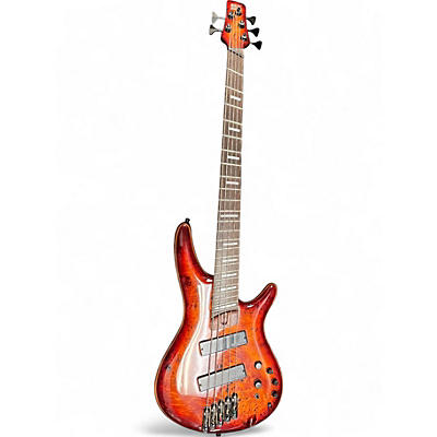 Used Ibanez SRMS805 Brown Topaz Burst Electric Bass Guitar