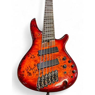 Used Ibanez SRMS806 Trans Orange Electric Bass Guitar