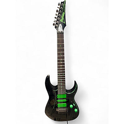 Used Ibanez UV70 Universe Steve Vai Signature 7 String black and green Solid Body Electric Guitar