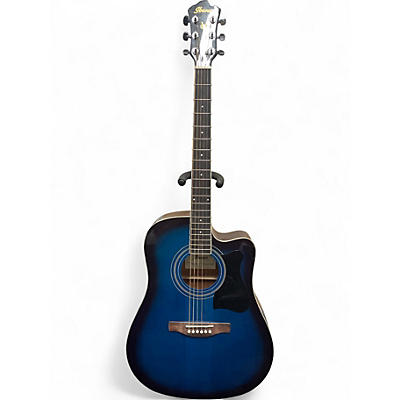 Used Ibanez V70CE Transparent blue sunburst Acoustic Electric Guitar