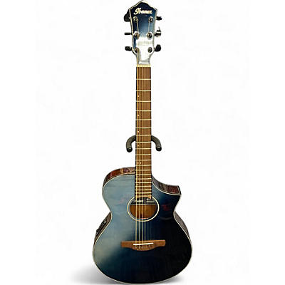 Used Ibanez aewc32fm Trans Blue Acoustic Electric Guitar