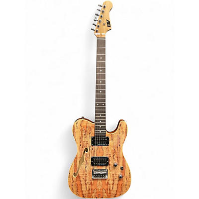 Used Iyv T Style Semi Hollow Worn Natural Hollow Body Electric Guitar