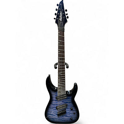 Used Jackson SLATX7Q MS 7 Trans Blue Burst Solid Body Electric Guitar