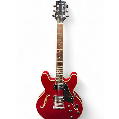 Used Jay Turser JT135 Candy Apple Red Hollow Body Electric Guitar