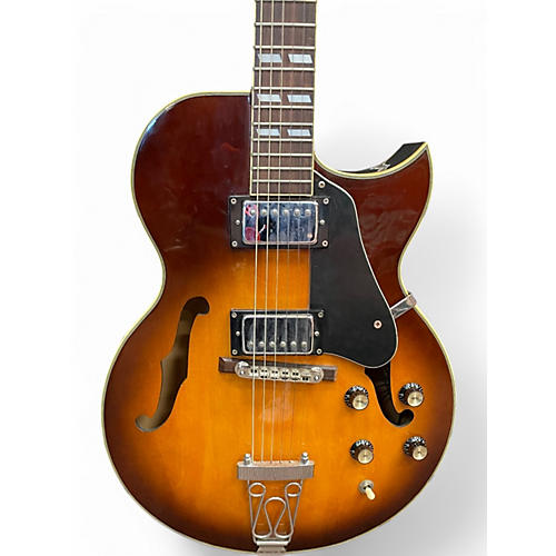 Used Jay Turser JT136 2 Tone Sunburst Hollow Body Electric Guitar 2 Tone Sunburst