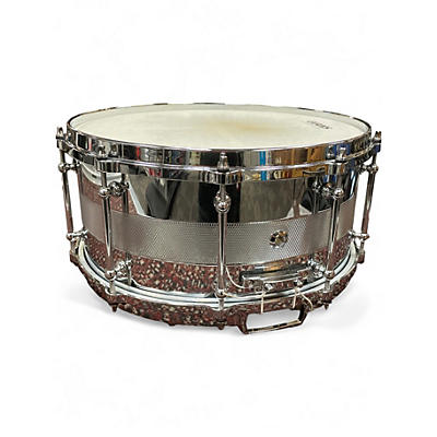 Used Jeff Ocheltree 6.5X14 CARBON STEEL SNARE SILVER Drum
