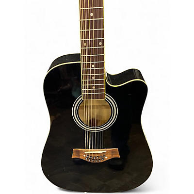 Used Johnson JG-670 12 String Black 12 String Acoustic Electric Guitar