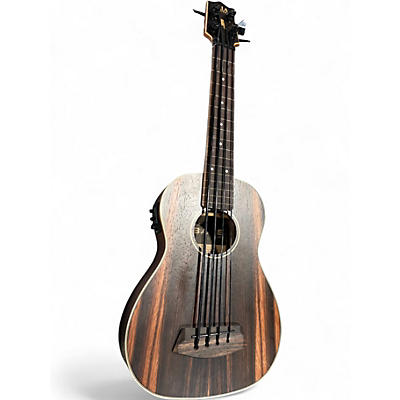 Used Kala Striped Ebony Round Wound String Acoustic-Electric U-Bass dark natural Ukulele