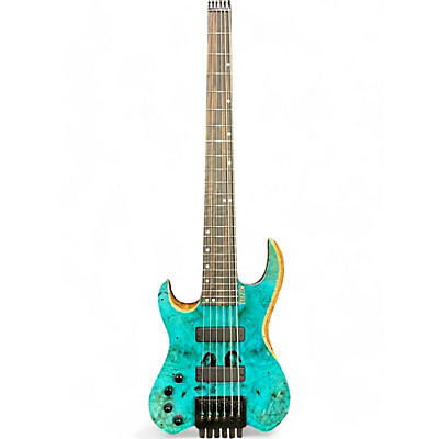 Used Kiesel Vader 6 USA Headless Aqua Electric Bass Guitar