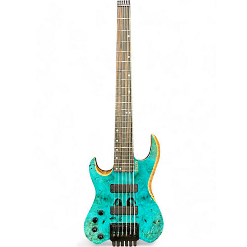 Used Kiesel Vader 6 USA Headless Aqua Electric Bass Guitar Aqua