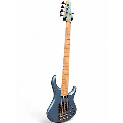 Used Kingston Super 5 Metallic Blue Electric Bass Guitar
