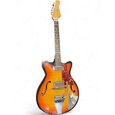 Used Kingston Teisco 3 Color Sunburst Hollow Body Electric Guitar