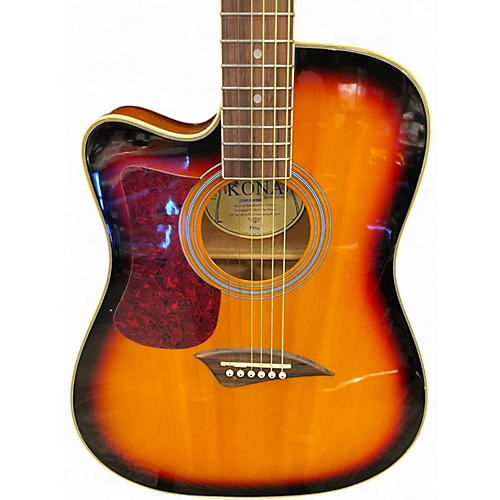Used Kona LEFT HANDED CE 2 Color Sunburst Acoustic Guitar 2 Color Sunburst