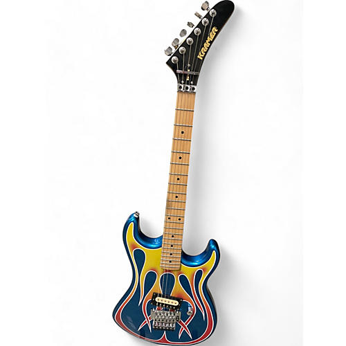 Kramer Used Kramer BARETTA CUSTOM GRAPHICS BLUE SPARKLE WITH FLAMES Solid Body Electric Guitar BLUE SPARKLE WITH FLAMES