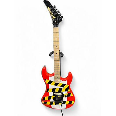 Used Kramer BARETTA 'DANGER ZONE' WHITE AND RED Solid Body Electric Guitar