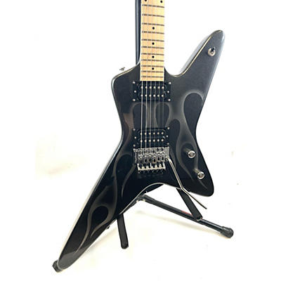 Kramer Used Kramer Gunstar Voyager Tracii Guns Black Metal Ghost Flames Solid Body Electric Guitar