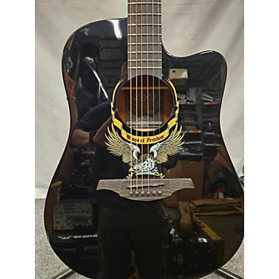 Lag Guitars Used Lag Guitars Wings Of Freedom Black Acoustic Electric Guitar