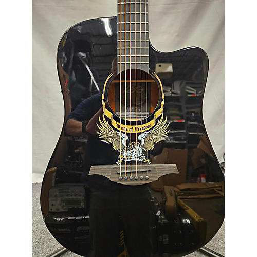 Lag Guitars Used Lag Guitars Wings Of Freedom Black Acoustic Electric Guitar Black