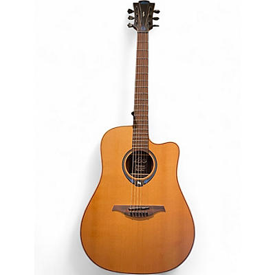 Used Lag Guitars thv10dce Natural Acoustic Electric Guitar