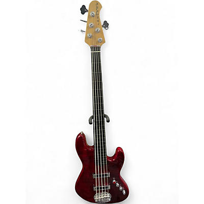 Used Lakland 55-AJ Skyline 5 String Black Cherry Electric Bass Guitar