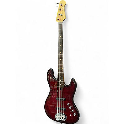 Used Lakland USA Series 44-AJ Apple Red Transparent Electric Bass Guitar