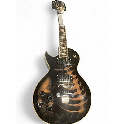 Used Leo Jaymz LEFT HANDED SINGLE CUT SKULL AND BONES Black Solid Body Electric Guitar