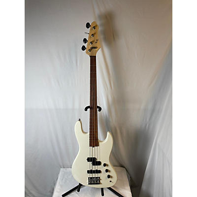 Used Low End LE Hybrid White Electric Bass Guitar