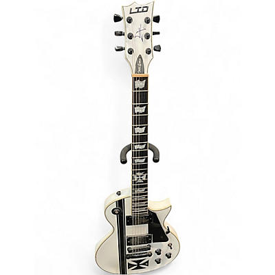 Used Ltd LTD James Hetfield Signature Iron Cross Black and White Solid Body Electric Guitar