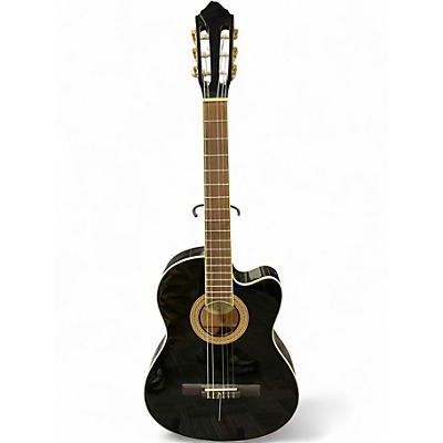 Used Lucero LCT250CE Black Classical Acoustic Electric Guitar