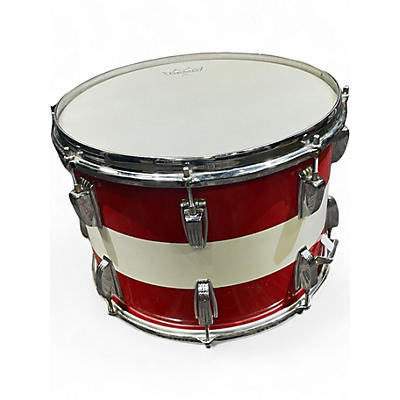 Used Ludwig 14X10 SNARE DRUM Red and white Drum