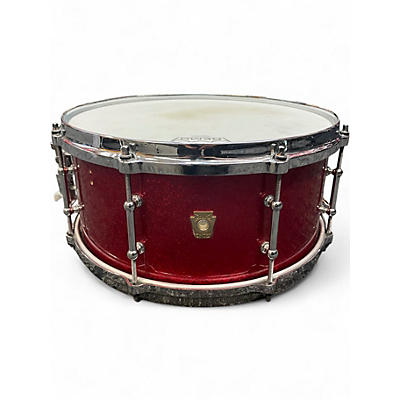 Used Ludwig 14X6.5 Keystone Snare Red Sparkle Drum