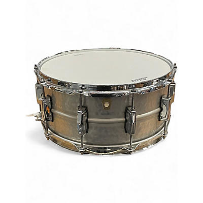 Used Ludwig 14X6.5 LA405K Hammered Acrophonic Raw Aluminum Drum