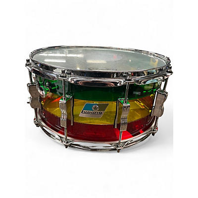 Used Ludwig 14in Vistalite Island Sunset Snare GREEN, YELLOW, RED Drum