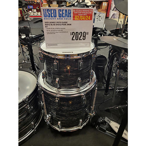 Ludwig Used Ludwig 2 piece Classic Maple BLACK OYSTER PEARL Drum Kit BLACK OYSTER PEARL