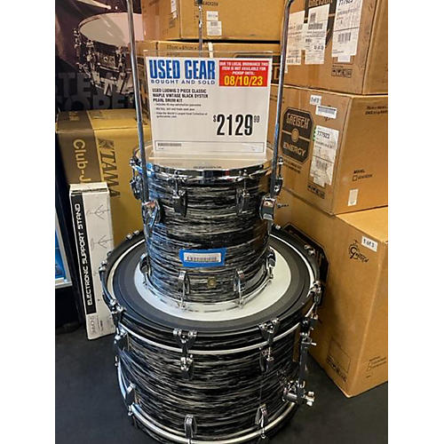 Ludwig Used Ludwig 2 piece Classic Maple VINTAGE BLACK OYSTER PEARL Drum Kit VINTAGE BLACK OYSTER PEARL