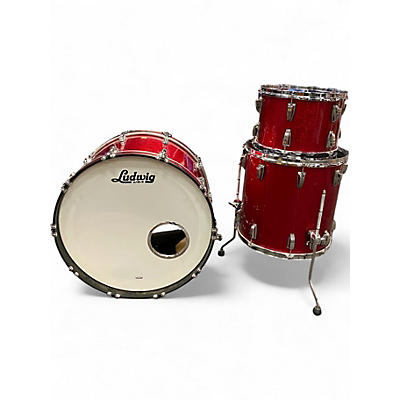 Used Ludwig 3 Piece CLASSIC MAPLE PRO BEAT RED SPARKLE Drum Kit
