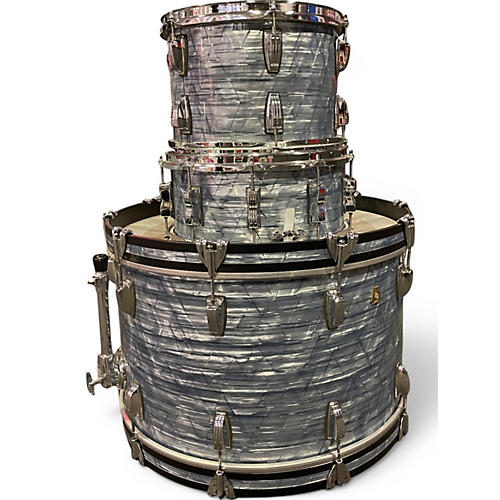 Used Ludwig 3 Piece Classic Maple Blue Pearl Drum Kit Blue Pearl