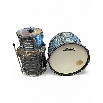 Used Ludwig 3 Piece Classic Maple Fab Sky Blue Pearl Drum Kit