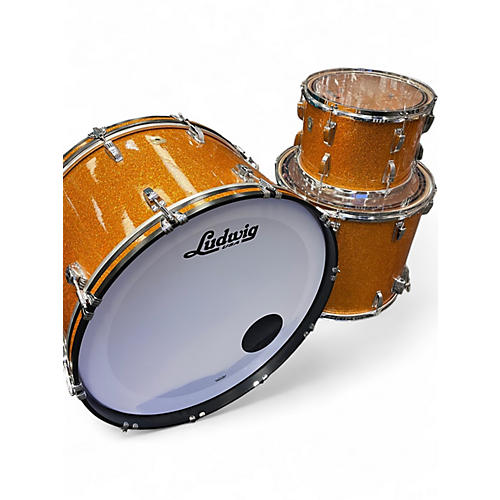 Used Ludwig 3 Piece Classic Maple Orange Sparkle Drum Kit Orange Sparkle