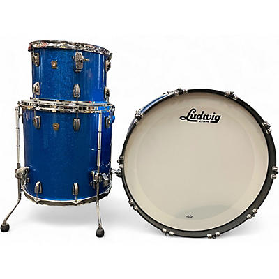 Used Ludwig 3 Piece Classic Maple Pro Blue Sparkle Drum Kit