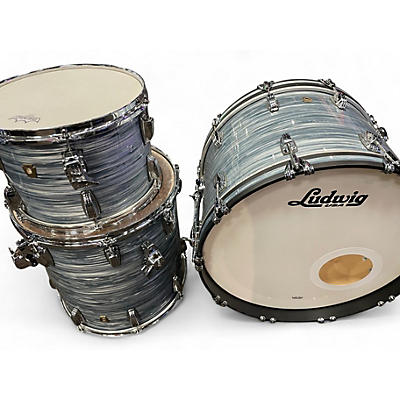 Used Ludwig 3 Piece Classic Maple Vintage Blue Oyster Drum Kit