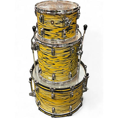 Used Ludwig 3 Piece Classic Maple canary yellow stripe Drum Kit