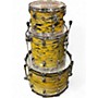 Used Ludwig 3 Piece Classic Maple canary yellow stripe Drum Kit canary yellow stripe